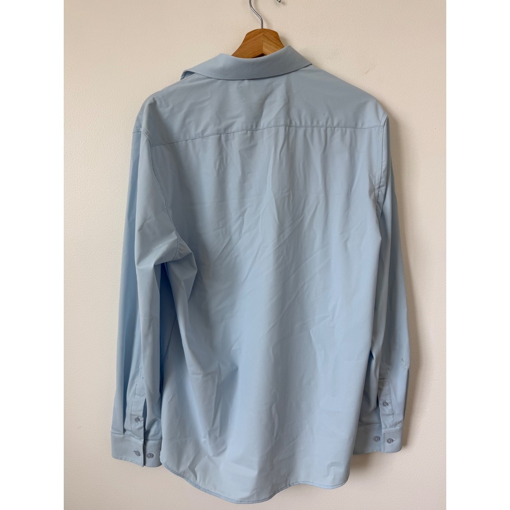 Men's Tom Blaine Traveler Collection Fitted Dress Shirt Blue Size Large 16/16.5 - Picture 5 of 6